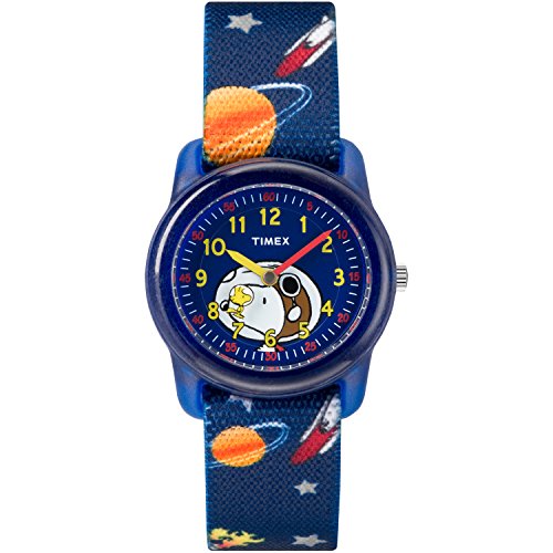 Timex Boys TW2R41800 Time Machines Peanuts Snoopy & Outer Space Elastic Fabric Strap Watch