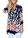 Dokotoo Womens Floral Boho Floral Print Long Sleeve Cotton Blosue Juniors Casual Tops Blouses Navy Medium