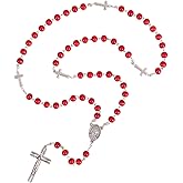 St. Carlo Acutis Red Wood Bead Rosary – Maple Wood Beads with Silver Centerpiece – Honors the First Millennial Saint – Patron of Youth and the Internet