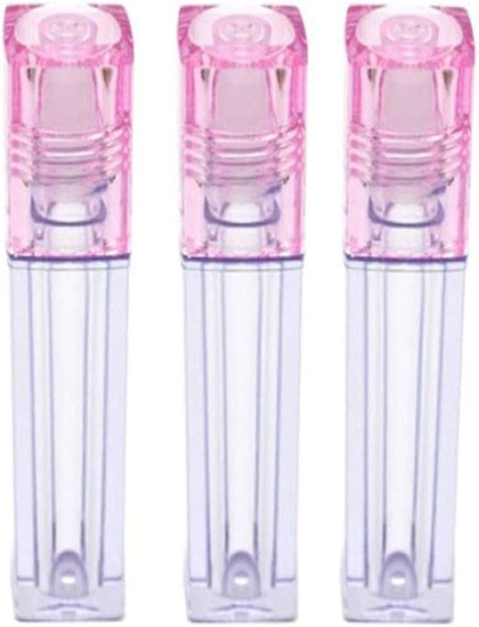 PAFUWEI 3 Pack Empty Roll On Bottles for Essential Oils Square Plastic Roller Bottles with Roller Balls, 6.5 ml, Pink