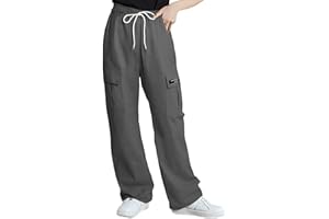 SANGTREE Girl's Womens Cargo Pants High Waisted Adjustable Wide Leg Pants