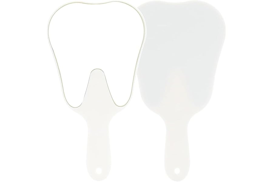 LA MIERE Tooth Shaped Mirror – Handheld Dental Mirror with Handle, Lightweight and Smooth, White