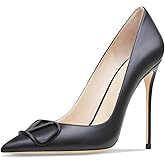 Qunvngutui Women's Pointed Toe Shallow Mouth Sexy Square Buckle Rhinestones 10cm Stiletto Heels Slip-on Wedding Party Banquet Big Size Shoes