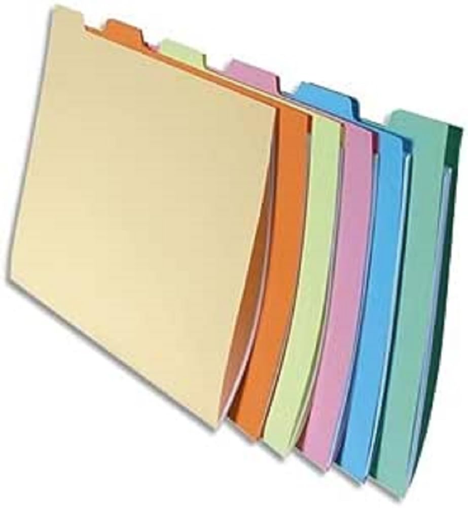 Exacompta - Ref 337000E - Super Folders with Identification Tab - 240 x 320mm in Size, Suitable for A4 Documents, 6 Tabs, 210gsm Material - Assorted Colours (10 Pack)