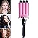 3 Barrel Curling Iron 1 Inch Waver Iron Wand Fast Heating with LCD Temperature Display 176°F to 410°F - for All Types of Hair Pink (Pink 1)