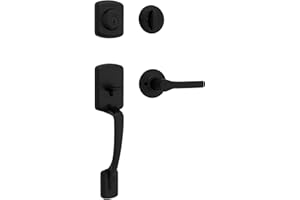 Kwikset Henley Front Door Lock Handle and Deadbolt Set, Entry Handleset Exterior with Interior Reversible Lever, Matte Black, Pick Resistant SmartKey Rekey Deadbolt Security, with Microban Protection