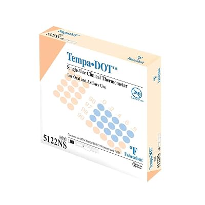 TempaDOT 100 Pack - Fahrenheit – Single-Use Clinical Thermometers for Oral or Axillary Use – Highest Accuracy & Prevention of Patient Cross-Contamination