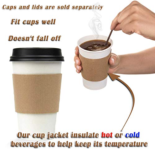 [125 Pack] Kraft Coffee Cup Sleeves Brown Disposable Corrugated