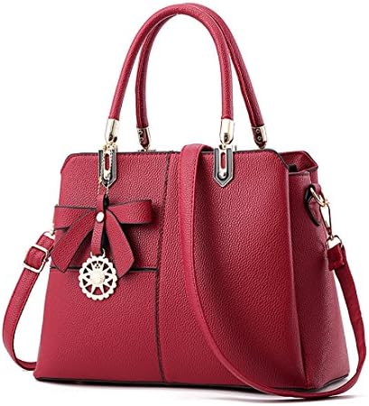 XMLiZhiGu Women's Fashion PU Leather Tote Shoulder Crossbody Bag Top-Handle Handbag Wine Red Bag