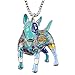 BONSNY Collection “Bowser” Love Heart Enamel Alloy Pets English Bull Terrier Dog Necklace Women Pendant 18