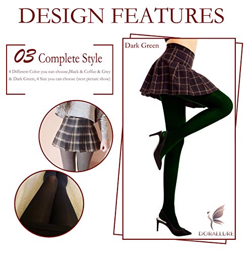 DORALLURE Semi Opaque Tights for Women Control Top Pantyhose Run Resistant Footed Hosiery