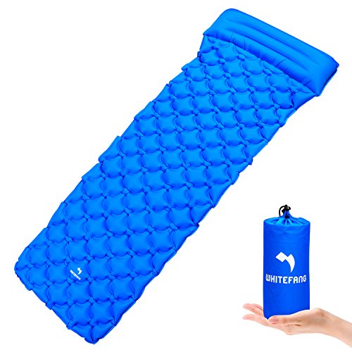 Sleeping Pad, Ultralight Camping Gear with Pillow Portable Mat for Backpacking Bag, Hiking, Outdoor, Hammock (Blue)