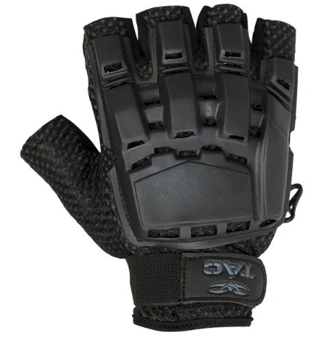 Gloves - v-tac half finger plastic back-black-m