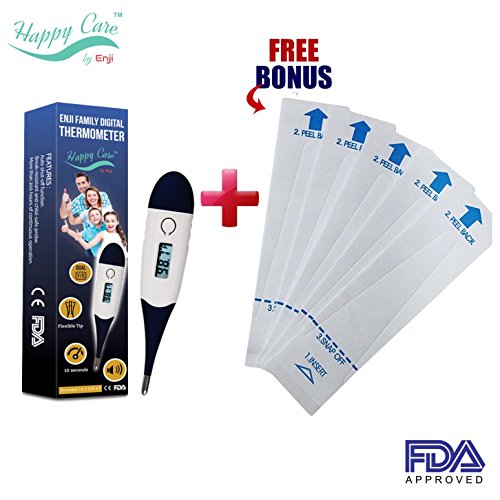 Best Fast 10 Sec Reading Digital Medical Thermometer for Oral, Rectal, Axillary Armpit Underarm Body Temperature by Enji, Clinical Detecting Fever in Infant, Babies, Children, Adults and Pets