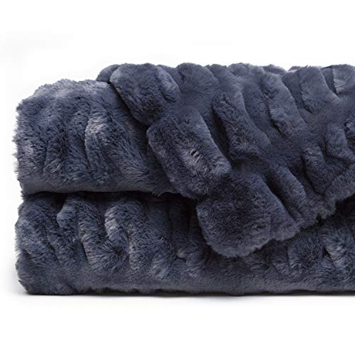 Chanasya Premium Ruched Faux Fur Throw Blanket Luxurious, Soft