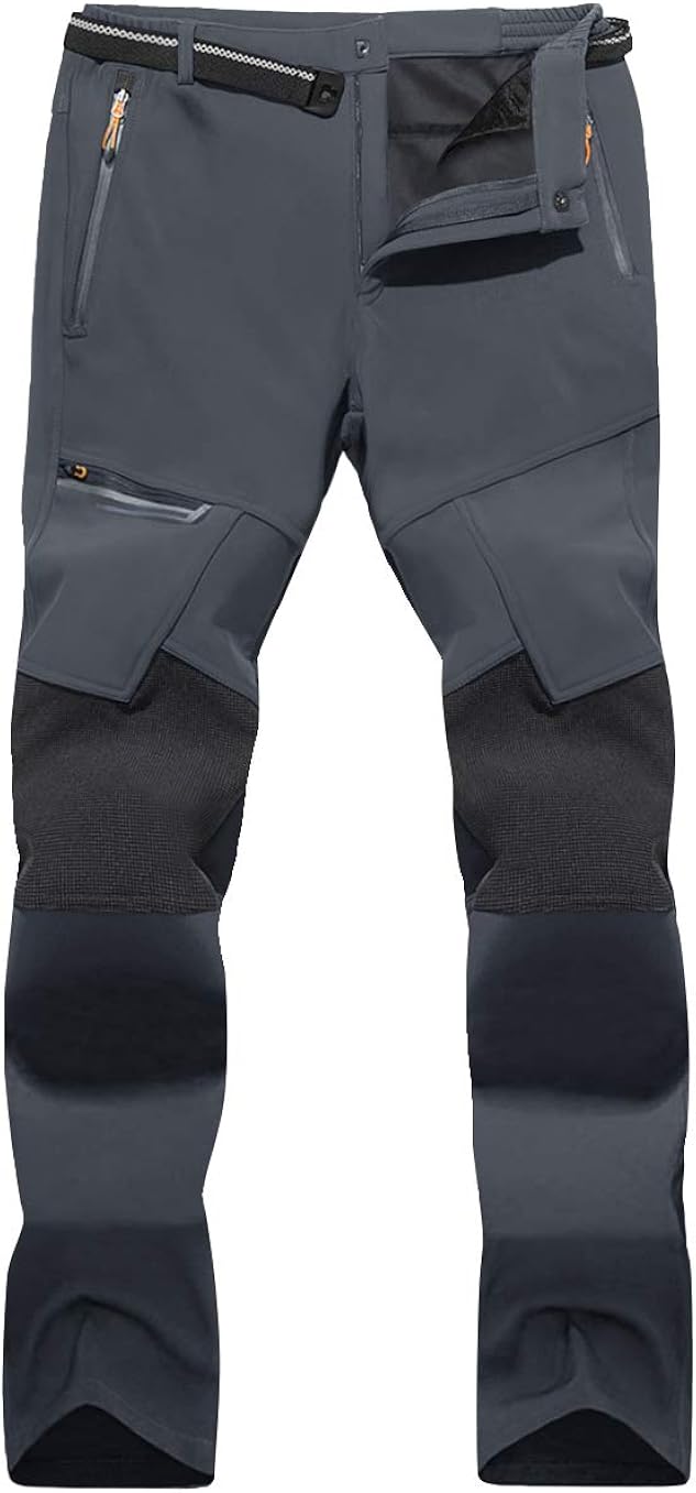 MAGNIVIT Men's Hiking Water Resistant Pants Reinforced Knee Summer Lightweight and Winter Fleece Lined Pants: Clothing