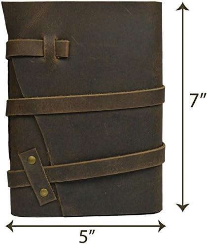 ADIMANI Leather Journal Writing Notebook - Antique Handmade Leather Bound Daily Notepad For Men &amp; Women Unlined Paper Medium 7 x 5 Inches, Best Gift for Art Sketchbook, Travel Diary &amp; Notebooks