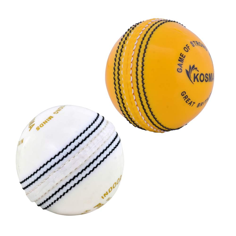 Kosma Cricket Incrediball Practice Balls (2 Pack- White, Yellow) Real Bounce Enable Players to Develop their playing Skills without the Risk of Injury