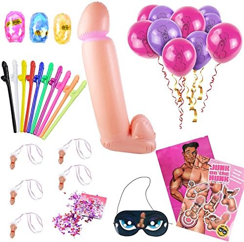 JUNIQUTE Bachelorette Party Girls Night Out Decorations Accessories kit, 90cm Inflatable Blow Up, Party Novelty Fun Gift set