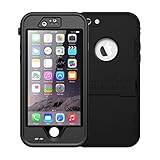 iPhone 6s plus Waterproof Case, iThroughTM Stand Function iPhone 6s 6 Plus Waterproof Case, Dust Proof, Snow Proof, Protective Carrying Cover Case for iPhone 6 6S Plus 5.5 (Black)