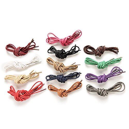 Coobbar 13 Pair Round Waxed Coloured Shoelaces For Leather Shoes Laces Strings Martin Boots Sport Shoes Cord Ropes