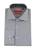 Gino Valentino Mens Striped Dress Shirt Cotton Spread Collar Barrel Cuff