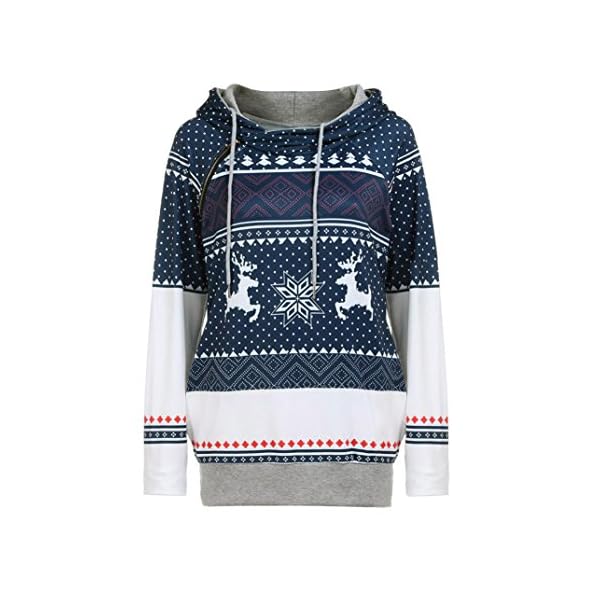 Forthery Christmas Ugly Sweatshirts, Women's Casual Long Sleeve Zip Hoodies Sweatshirts - Image 3