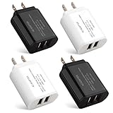 Wall Charger, 4-Pack [Smart IC] 10.5W 2.1A/5V Dual Port USB Wall Charger Adapter Plug for Iphone 6 6S Plus SE 5S Ipad, Samsung Galaxy S7 S6 Edge Note Tablet HTC LG Huawei BLU Nokia, Android Phone More