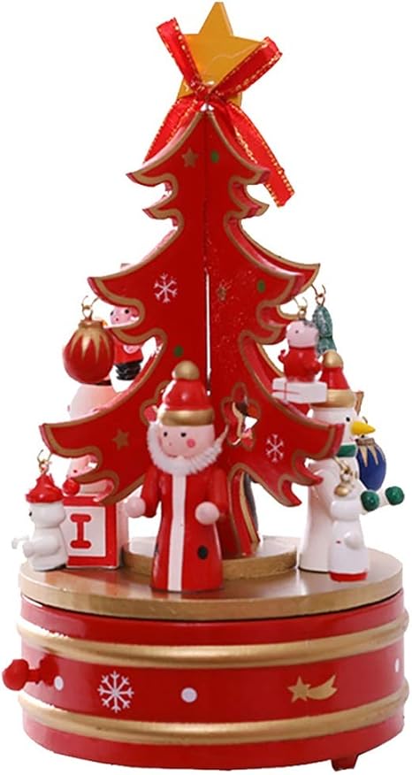 Amazon Co Jp Huaat 女の子のプレゼントをクリスマスパーティー 休日のレイアウト用品装飾用品の小道具の飾り送信する Woodenオルゴール工芸装飾品クリスマスプレゼントのオルゴール Diy Color Red ホーム キッチン