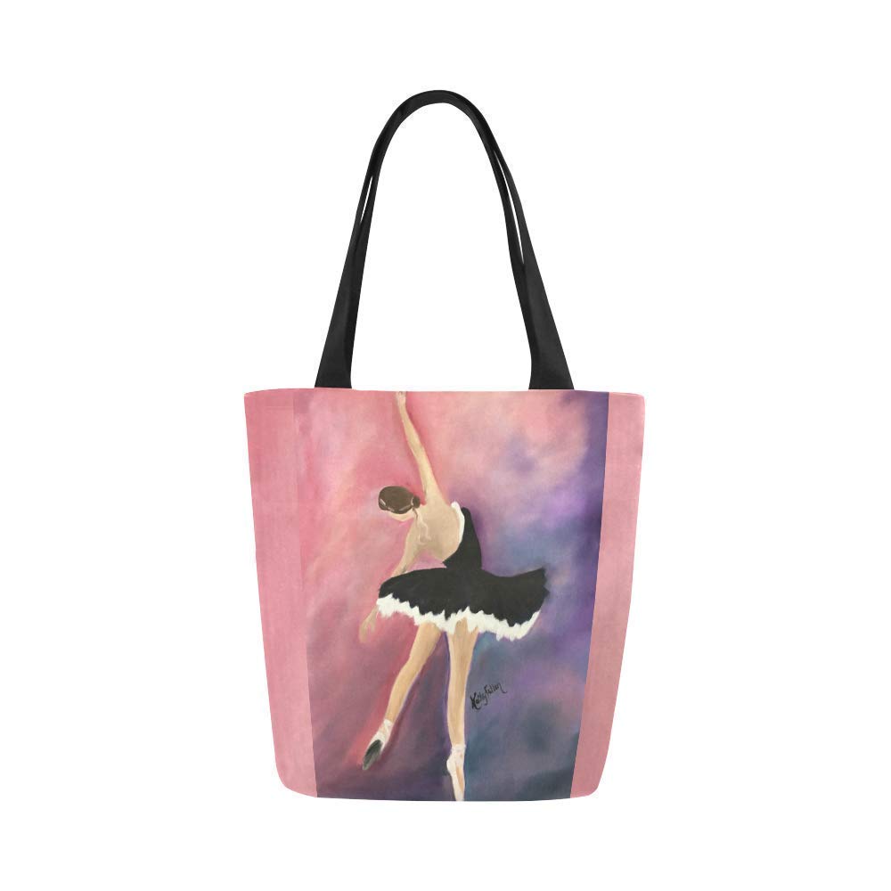 Ballerina Tote Bag Canvas Ballet Ballerina Dancer Shoulder Bag Pink for Women Girls