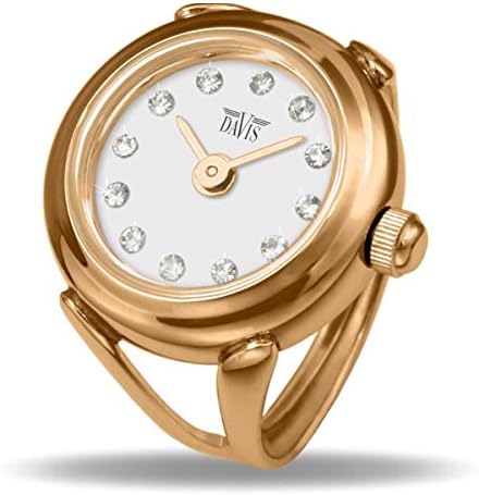 DAVIS(デイビス)-4161-リングウォッチ/ローズゴールド×ホワイト/スワロフスキー