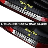 KPGDG 4 PCS Fit for All New Mazda CX-5 CX5 2017 2018 2019 Stainless Steel External Door Sill Scuff Plate Guard Sills Protector Trim - Black