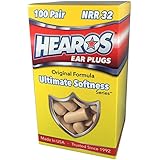 HEAROS Ultimate Softness Tan Ear Plugs, For The Softest Foam Earplugs NRR 32 Hearing Protection 100 Pair
