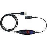 USB-A Adapter Cable to Plantronics QD, Connects QD Headset to PC Laptop Phones, Built-in Speaker Volume &amp; mic Mute Controls