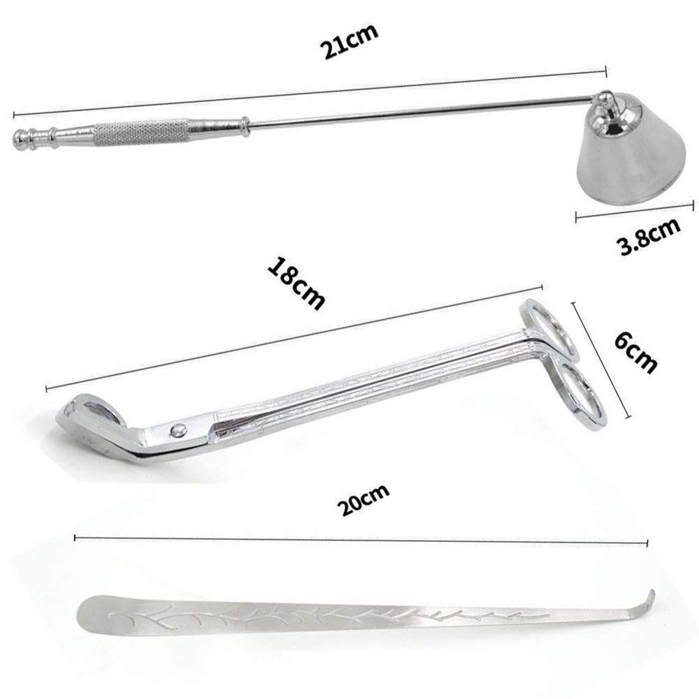 Queta Candle Wick Trimmer,Wick Dipper and Wick Cutter,Bell Snuffer Candle Care Kit Accessories Candle Cover Tool Stainless Steel (Silver 3PCS)