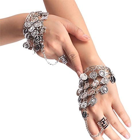 Yozone Beautiful Belly Dance Bracelet Jewelry Hollow carved cuff Bangles with Three Rings