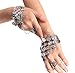 Yozone Belly Dance Silver Triangle Bracelet Hand Jewelry - Ladies Coin Bracelet With Ring - 2 Pcs (Silver)
