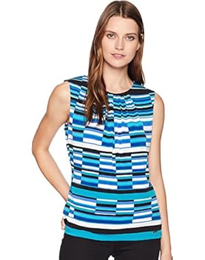 Womens Printed Pleat Neck Cami