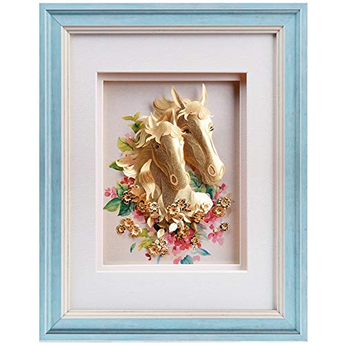 MQW Modern Minimalist Home Decoration Living Room Painting/Porch/Bedroom Creative Three-Dimensional Gold Foil Painting Delicate and Beautiful (Color : Blue)