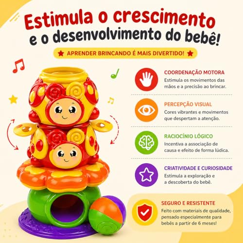 Brinquedo Educativo Joga Bolinha Joaninha Encaixar Monta Desmonta Colorido Brinquedos Para Bebe 1 ano