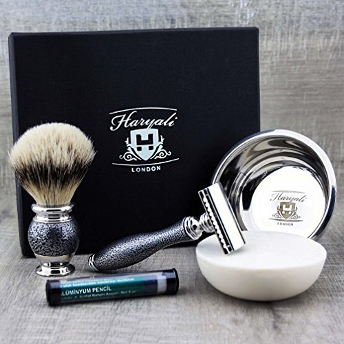 Silver Tip Brush and DE Safety Razor,Bowl & Soap.