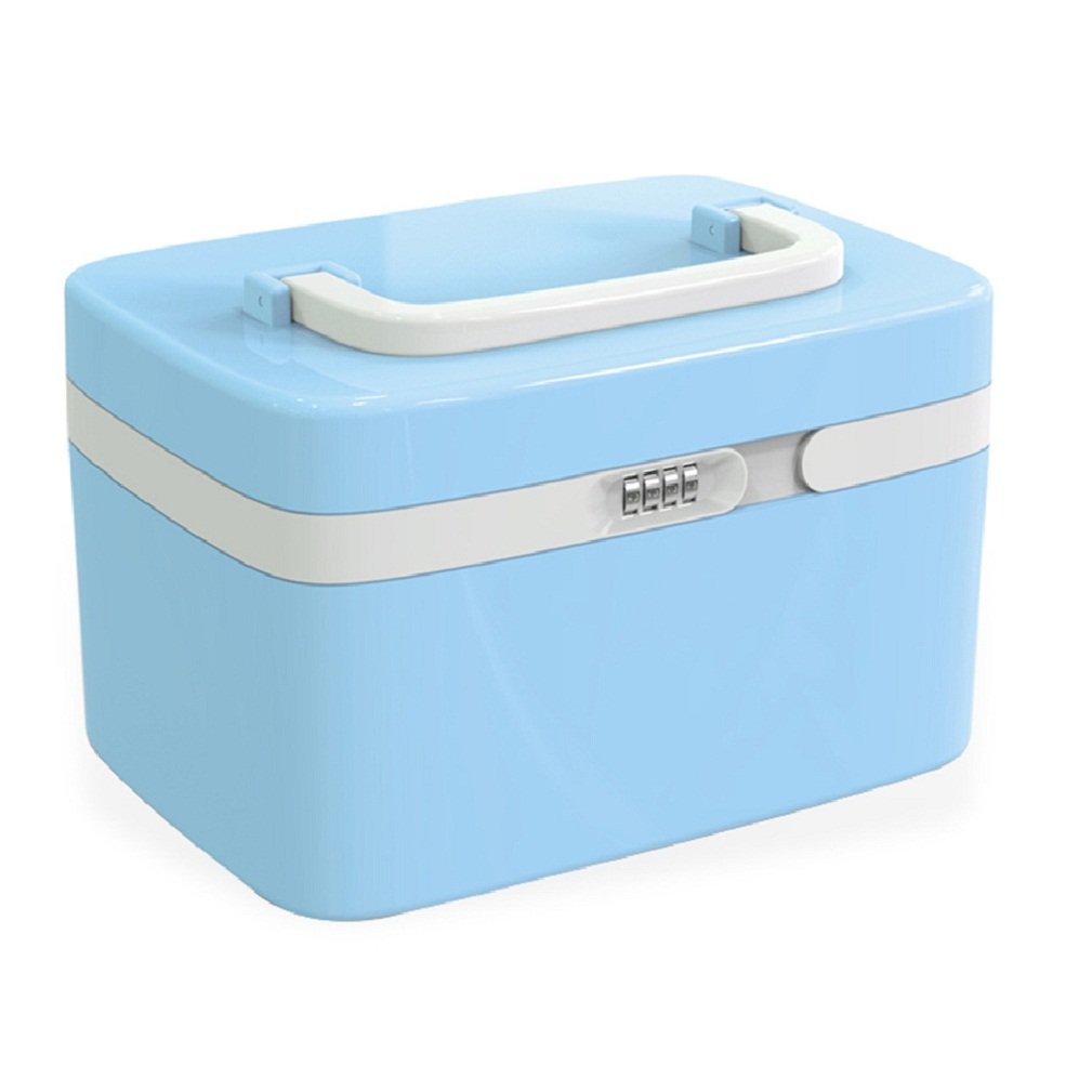 First Aid Case Medicine Storage Drug Pill Container Box Plastic Bin Hand Carry ABS 10L,Cyan