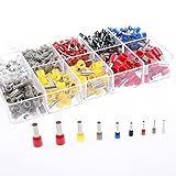 AIRIC 970pcs 22/20/18/16/14/12/10/8 Gauge Copper Ferrule Pin Cord End Crimp Pins Terminal Kit