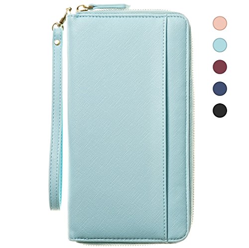 Travel Document Organizer & RFID Passport Wallet Case, Family Passport Holder Id (Blue Sky)