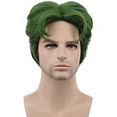 karlery 5 Inches Short Curly Men Fluffy Dark Green Halloween Party Cosplay Costume Wig