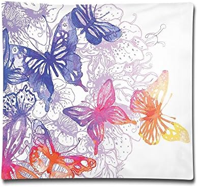Dafaslwwp Fantastic Composition With Flying Butterflies Flourishing Flowers Soft Cushion Cover For Couch Sofa 18 X 18 Inches