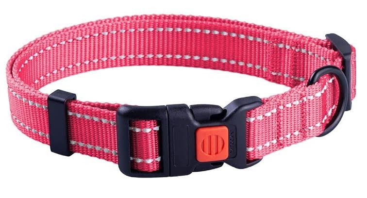 CollarDirect Reflective Dog Collar for a Small, Medium, Large Dog or Puppy with a Quick Release Buckle - Boy and Girl (Pink, 18''-26'')