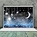 Moon Stars Backdrop for Photography 7x5ft Vinyl Moon Twinkle Little Star in Night Sky Fairytale Background for Kids Birthday Party Banner Decoration Booth Props