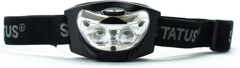 Status LED Headlamp Black Multi-Purpose 3xAAA Batteries Included Running Camping