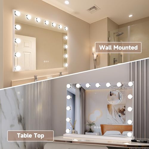 EDIMENS 58X46CM Hollywood LED Makeup Mirror with Touch Control - 15 Dimmable Lights, Adjustable Stand, Stable Base - Professional & Home Vanity Mirror for Precise Makeup (Ideal for UAE)